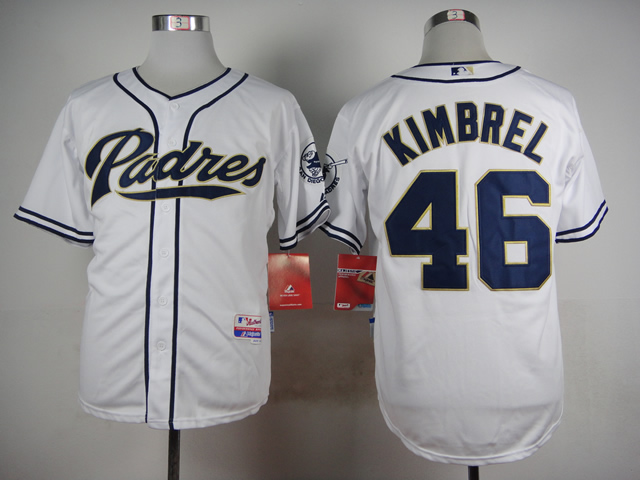 Men San Diego Padres 46 Kimbrel White MLB Jerseys